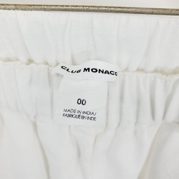 Club Monaco White Pom Trim Linen Elastic Waist Short Woven Pockets 00 (A-4) - Picture 6 of 10